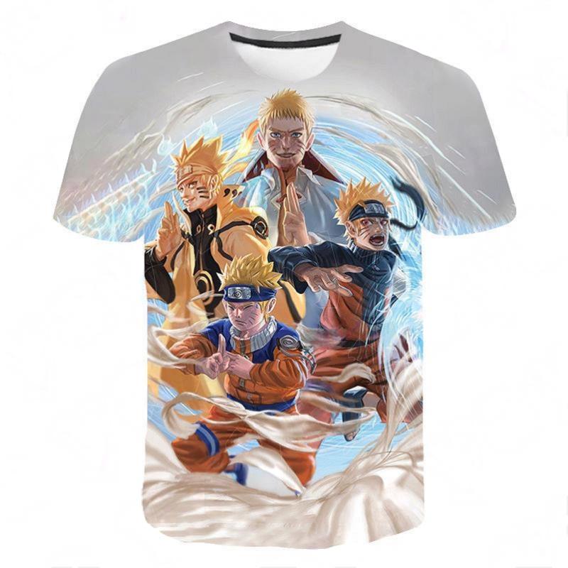 Kids Anime Naruto Uzumaki Sasuke 3D Full Print T-shirt Boys Girls Short Sleeve Casual Oversized Naruto Fan