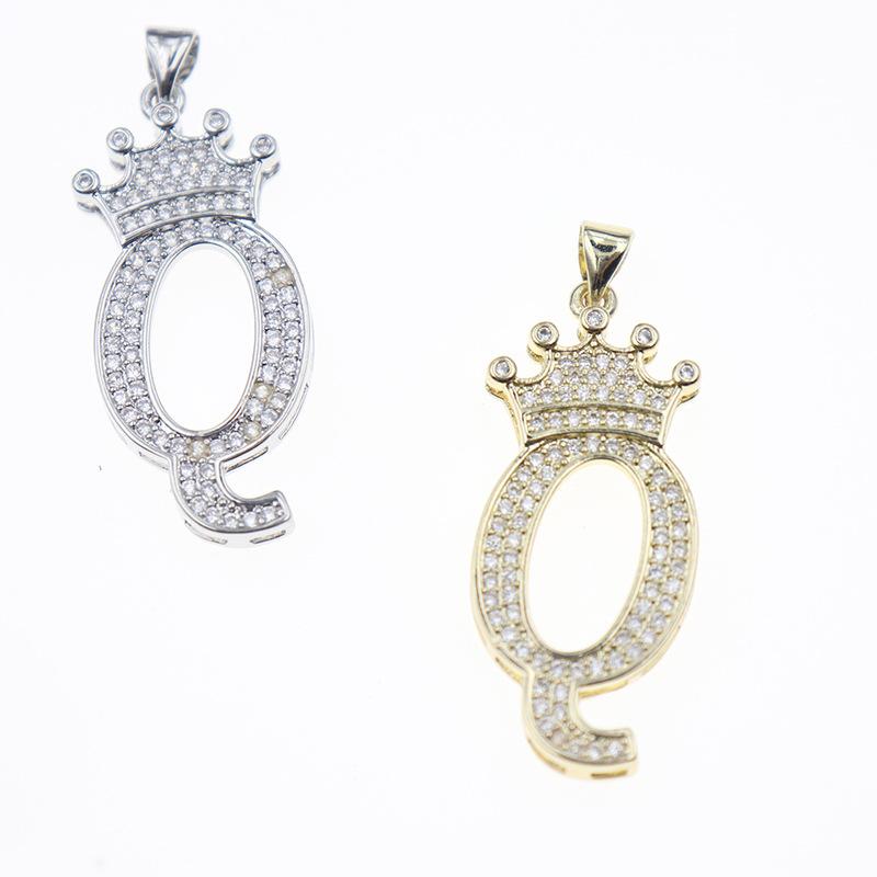 26 English Letters Women'S Letters Crown Pendant Necklace Zircon Pendant Jewelry