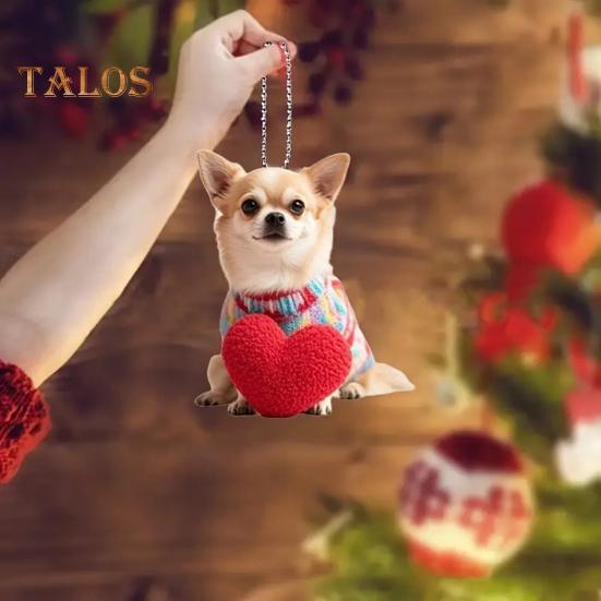 Zawieszka do samochodu szczeniaka akrylowa dekoracja tylnego widoku 2D płaska zawieszka wisząca kreskówka miłość serce ozdoba psa akcesoria samochodowe