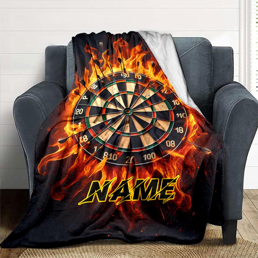 Firefighter Flames Blanket With Customizable Name Four Seasons Comfortable Shawl Blanket Suitable For Home Travel Camping Office Decoration Perfect