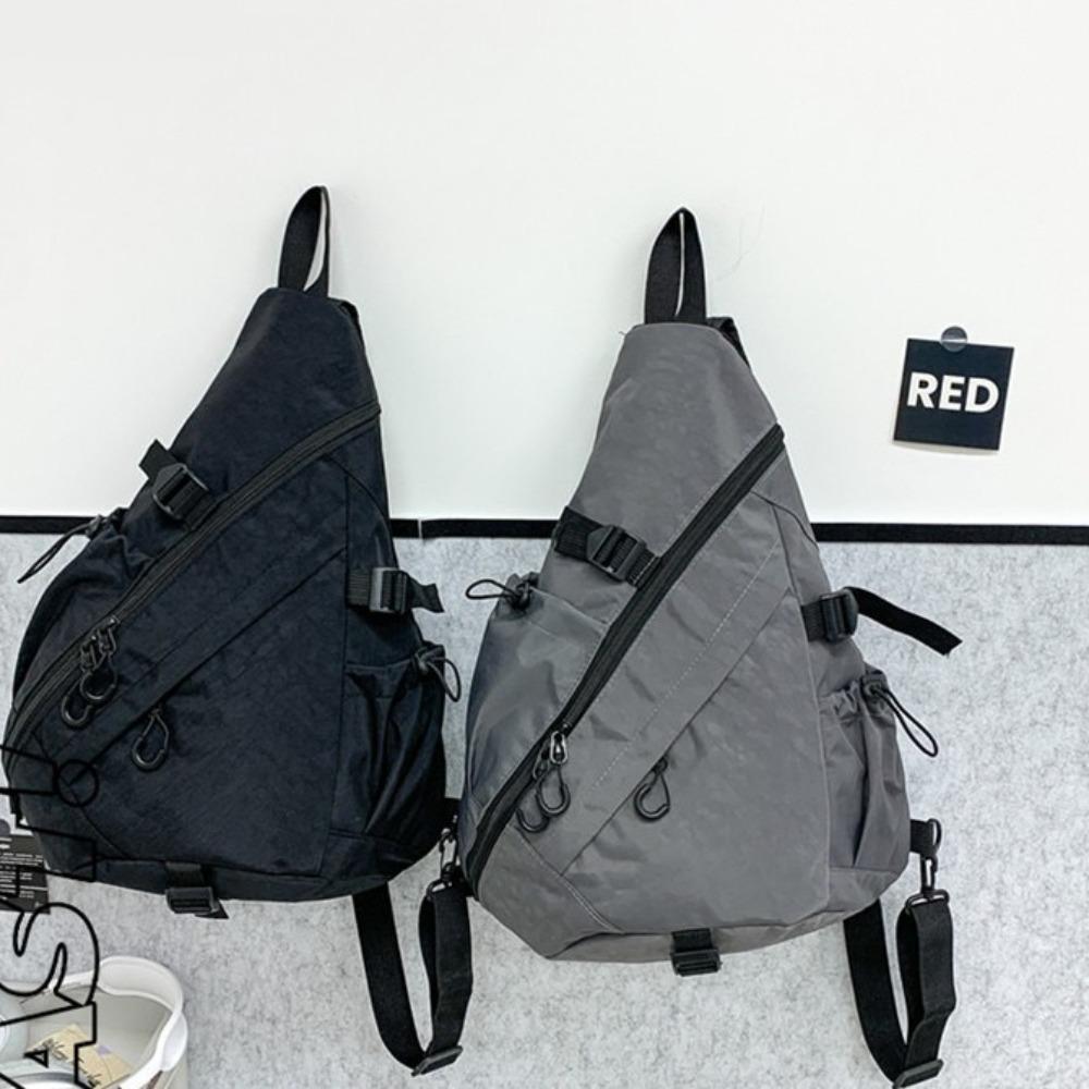 Large Capacity Oxford Cloth Shoulder Bag Solid Color Sports Crossbody Bag Men's Chest Bag  Travel