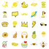 50 Little Yellow Duck Lemon Pizza Decorative Stickers Pp Material Waterproof Stickers Diy Water Cup Skateboard Refrigerator Pack