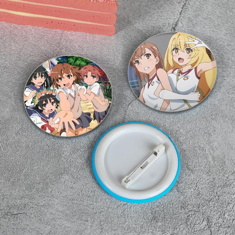 32/44/58mm A Certain Scientific Railgun HD Brooch Anime Badge Cartoon Figure Misaka Mikoto/Wannai Kinuho Round Display Pins Jewelry Gifts