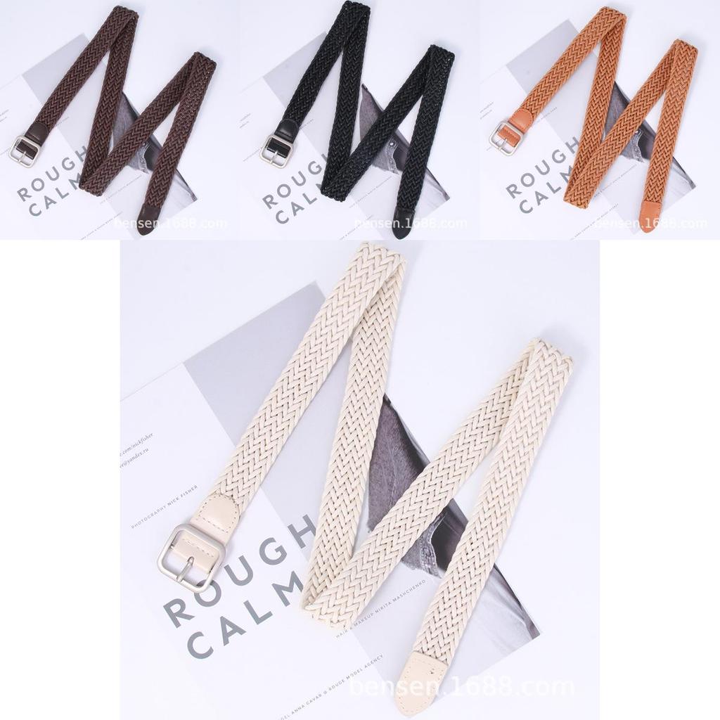 Casual Womens Cotton Linen Woven Belt With Pin Buckle For Daily Wear