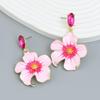 Pinkdudu Dripped Glaze Flower Zinc Alloy Stud Earrings Elegant Drop Blue Earrings Women Jewelry for Holiday PD2258