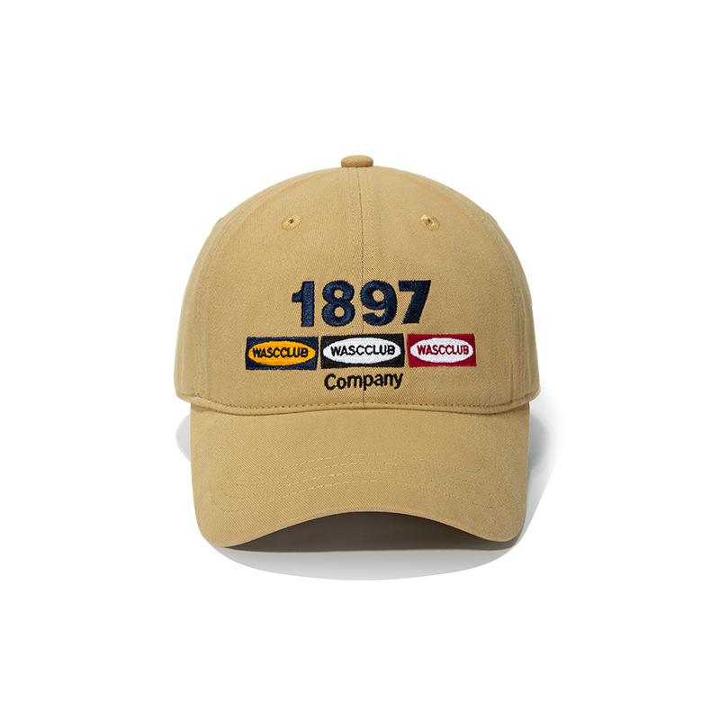 Vintage washed cotton embroidery letter baseball hat men's and women's wide-brimmed sun hat showing face small cap tide