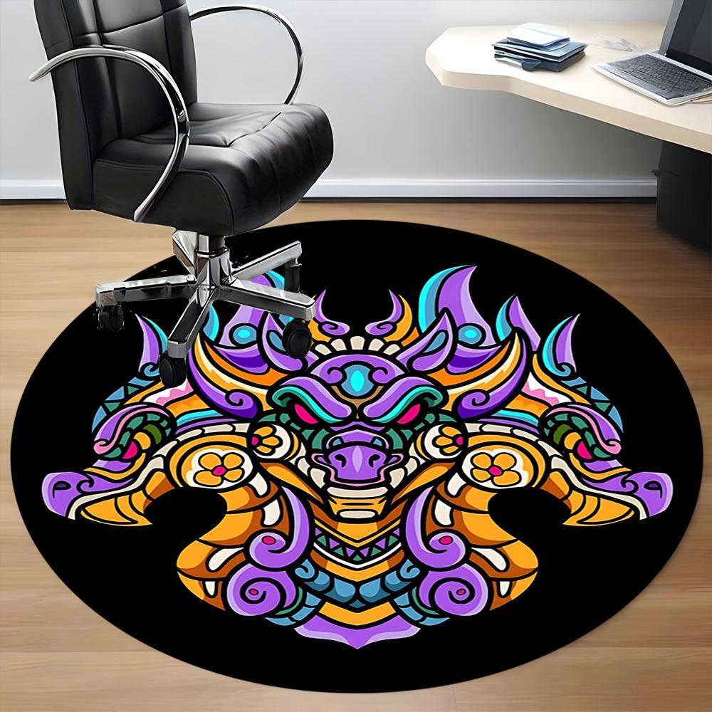 1pc Dragon Mandala Office Round Area Rug, Under Office Chairs Bedroom Living Room Home Decor, Room Deco, Available in Various Sizes