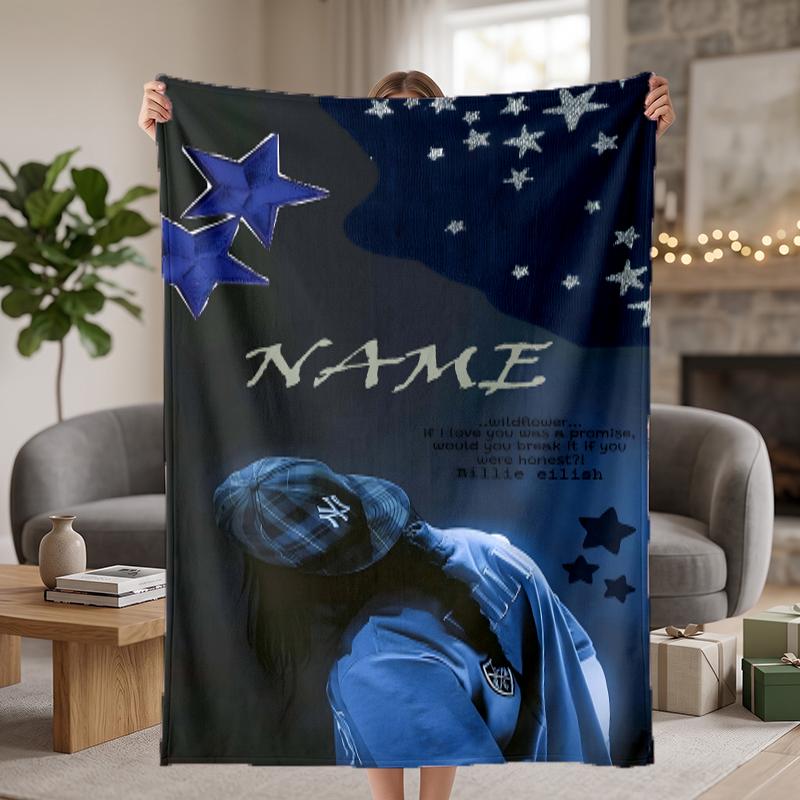 Billie Eilish Custom Flannel Blankets Soft Warm Cozy Throws for Home Decor Holiday Gifts