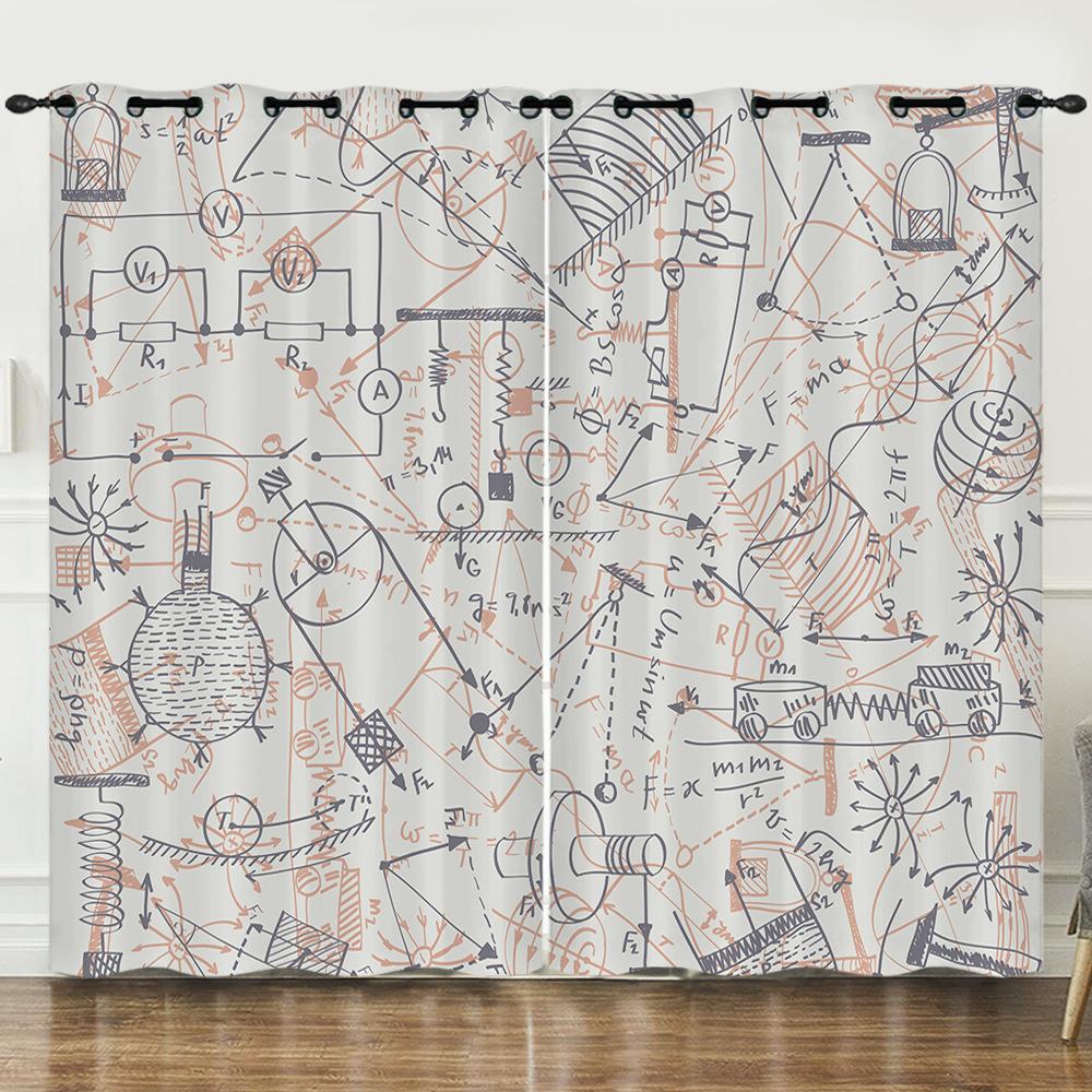 Zasłona Geometryczna Wzór Liczbowy Drukowanie Cyfrowe 3D Zasłona zaciemniająca Przelotki