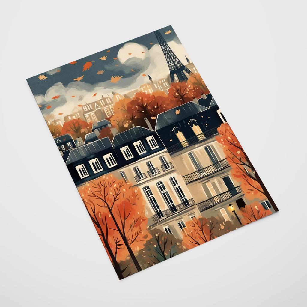 Plakat ilustracja Paryż jesień