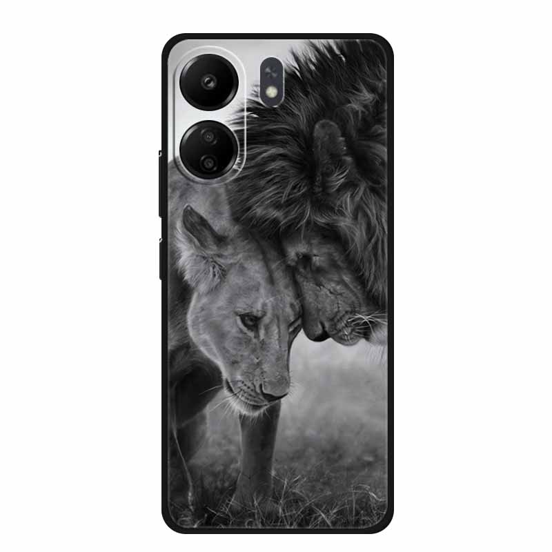 Phone Cases for Redmi 13C 13R Soft Silicone TPU Cover for Xiaomi Redmi13 C R Animal Wolf Funda Vividly Lion Tiger Capa 13 C R