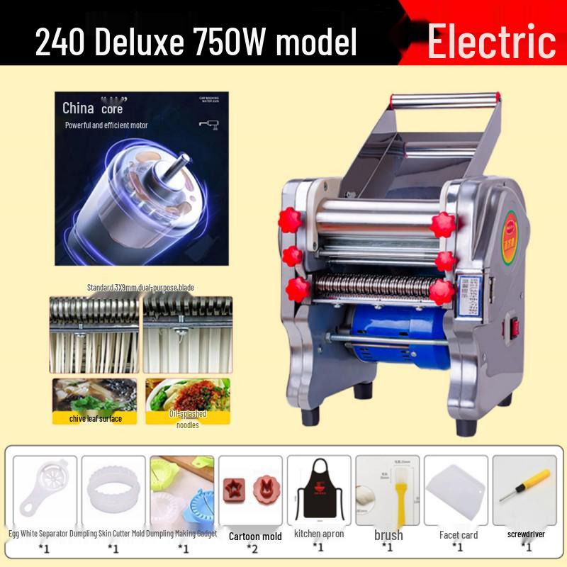 Hongchao Electric Noodle Press: Small Stainless Steel Automatic Machine for Household & Commercial Dough Rolling.