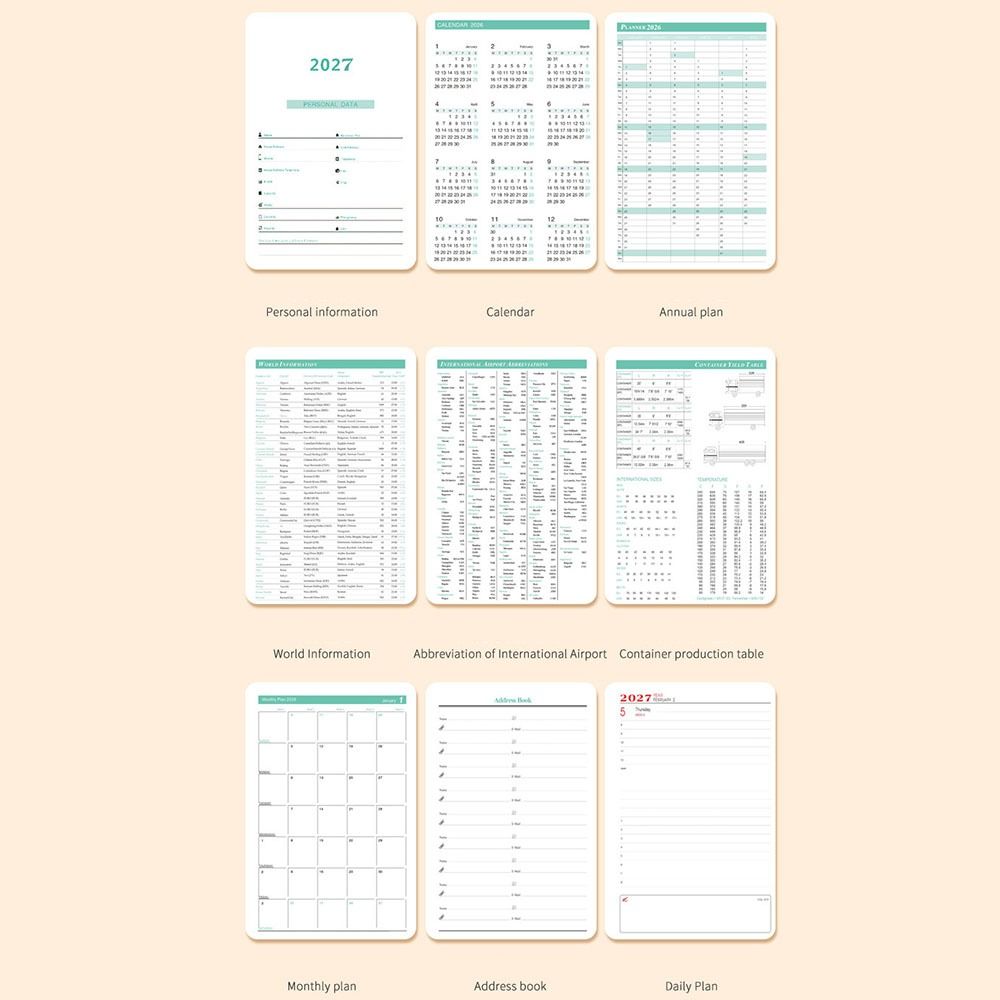 Agenda A5 2027 Manuale per l'Efficienza in Inglese Planner 365 Giorni con Calendario Lista delle Cose da Fare Blocco Note Cancelleria per Scuola Ufficio