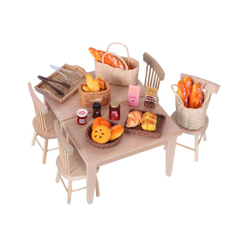 Mini Kitchen Dining Set with Dollhouse Food and Table Ornaments