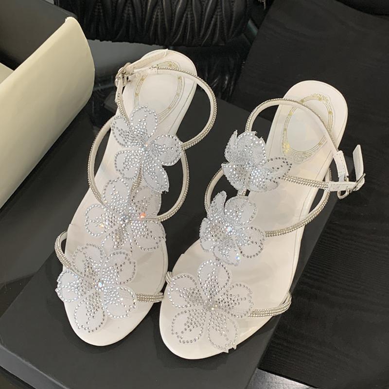 

Fashion Liyke Elegant Woman Wedding Banquet Shoes Fashion Crystal Flower Ankle Strap Sandals Women Open Toe Rhinestone High Heels Black 35 белый