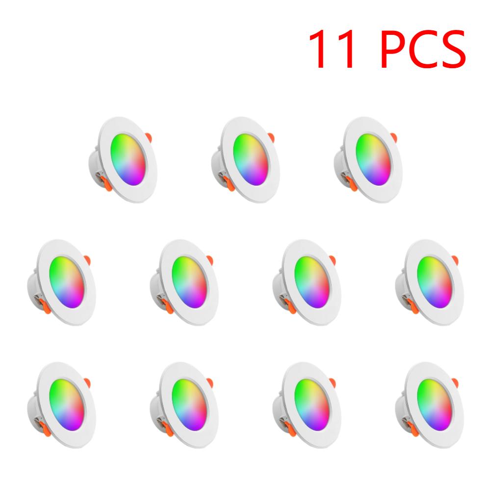 1-14PCS 10W Smart LED Downlight Bluetooth-Compatible Recessed Ceiling Lamp Dimmable Round Panel Light for Home Living Room Decor