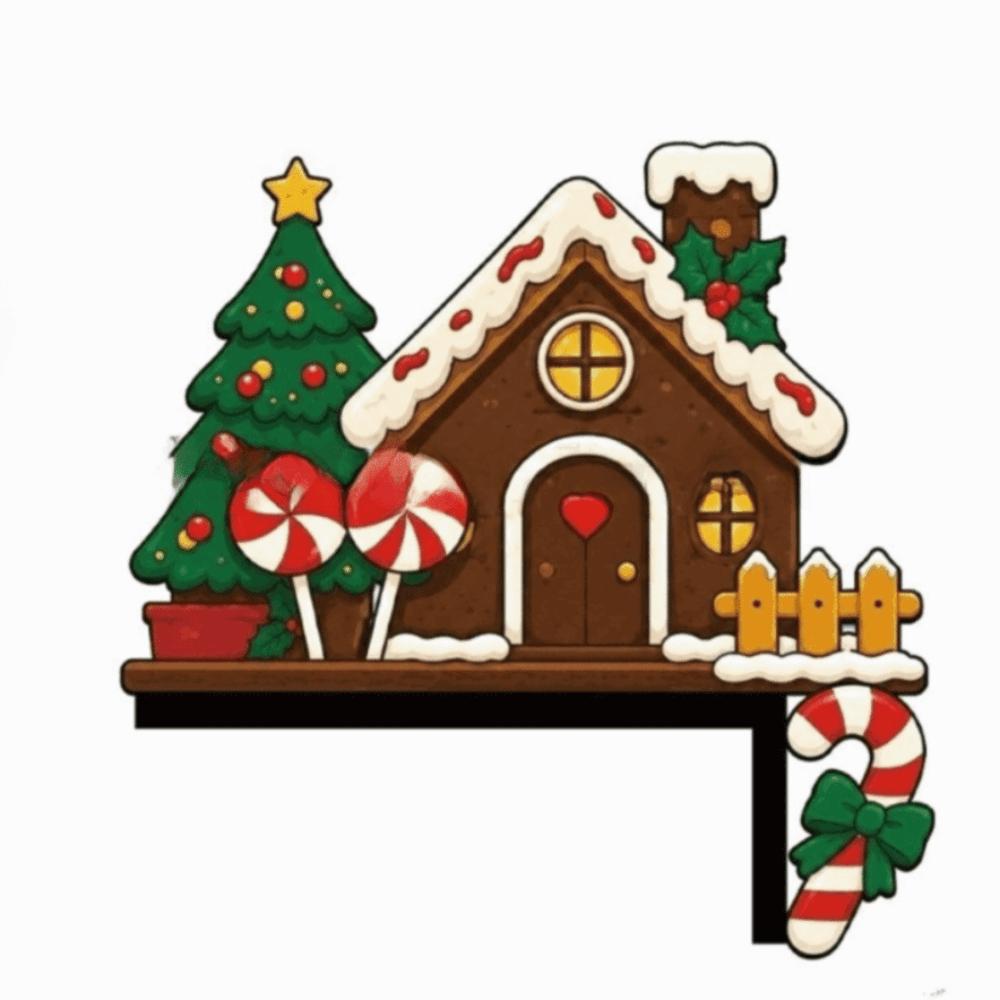 Santa Claus Christmas Door Ornament Wooden Frame Christmas Decoration Home Wall