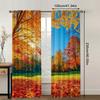 2pc,  Party Curtains Autumn Scenery Versatile Fabric,Without Electricity Party Decorations Perfect for Indoor Celebrations, Room