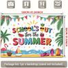 2D Flat Surface Tropical Summer Palm Tree "Holiday Begins" Background Fabric Suitable for Party Decoration Polyester Fiber