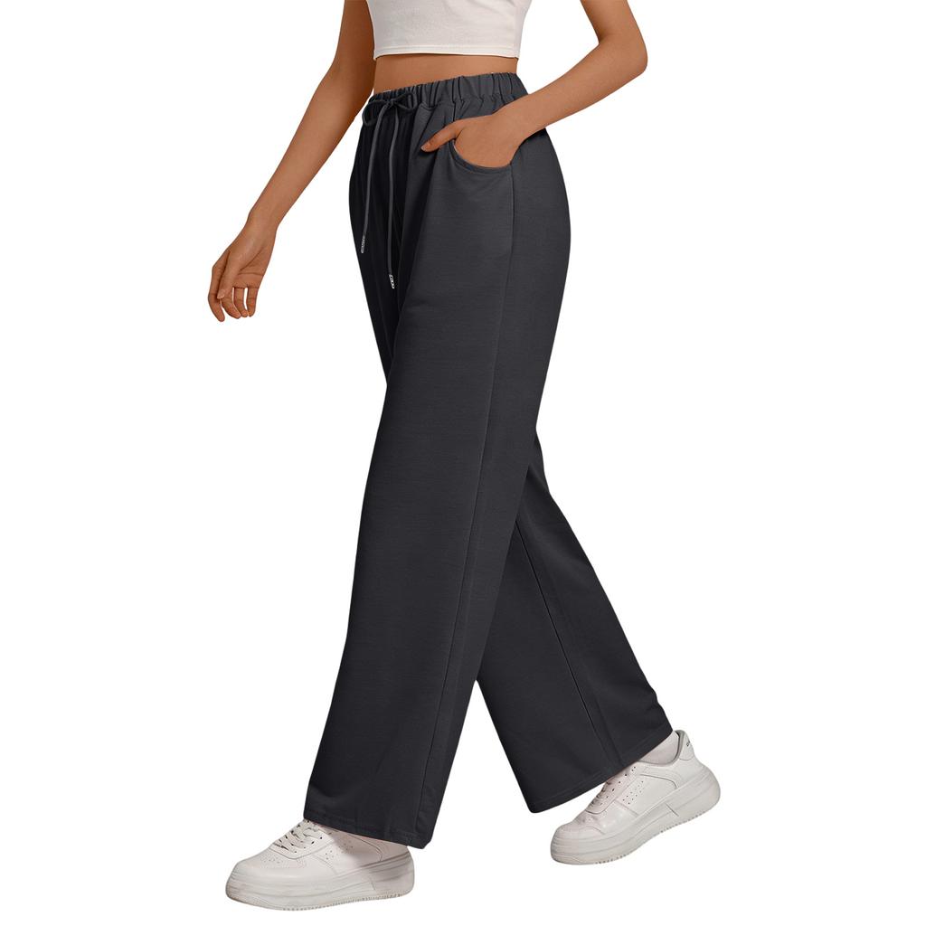 Damskie spodnie sportowe z szerokimi nogawkami, luźne spodnie codzienne z prostymi nogawkami, sportowe spodnie do joggingu