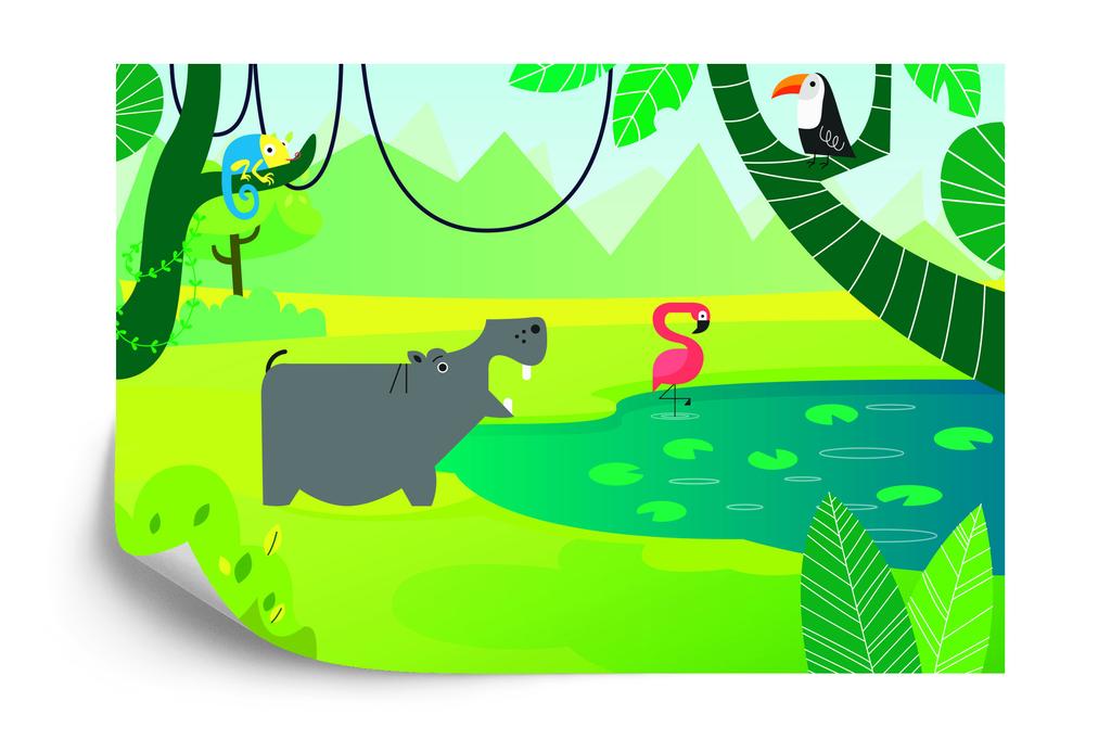 Photomural At The Watering Hole Iq-1360 Self-Adhesive Mural 180x120