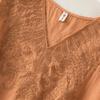 Damen Sommer Ramie V-Ausschnitt Besticktes Oberteil - Lockerer Schnitt, Uni-Farben