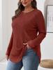 2024 Autumn Women's Loose Round Neck High-Low Hem Top