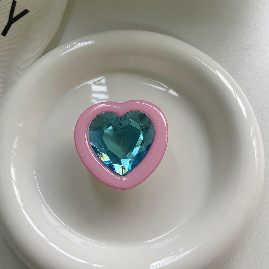 Cute Crystal Hearts Diamond Mobile Phone Grips Finger Ring Bracket Stand Holder 5