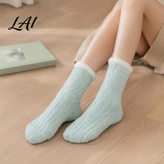 Warm Winter Gift for Women Thickened Plush Socks Women Soft Coral Fleece Slipper with Velvet Towel Bottom Cushioning Thermal Floor Autumn