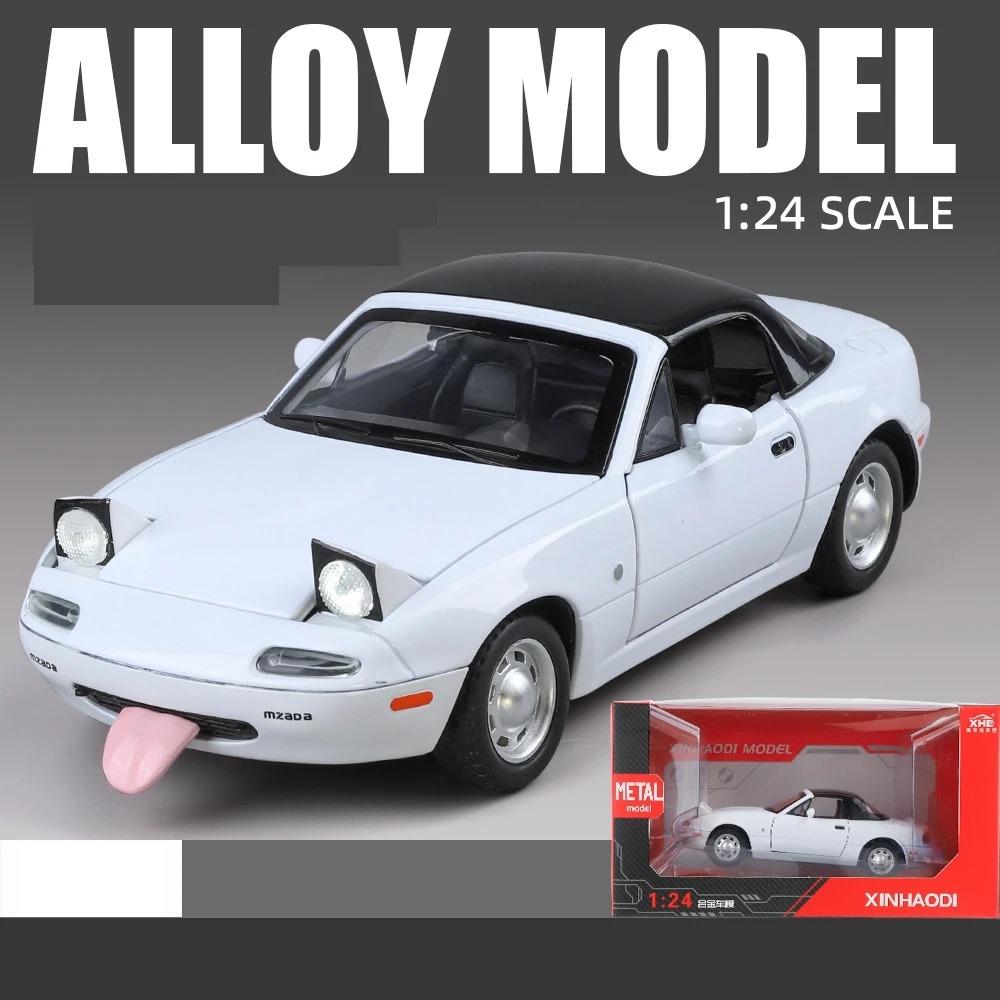 1/24 Mazda Miata MX5 Roadster Toy Car Model Diecast Alloy Metal Miniature Vehicle Model Sound & Light Collection Gift for Boy