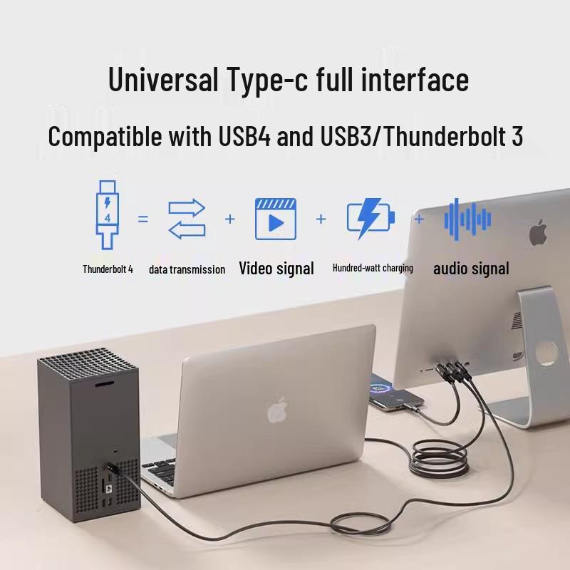 USB4 Thunderbolt 4 Type-C Data Cable, 240W Fast Charge, 40Gbps Transfer, Dual-Headed