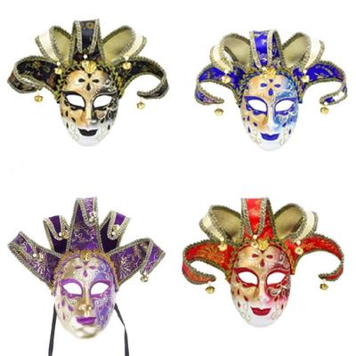 Celoobličejová maska ​​benátského šaška Maškarní maska ​​Ručně malovaná maska ​​Cosplay maska ​​Nástěnná dekorativní umělecká sbírka Maska Dárky