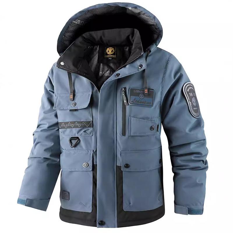 

Мужская куртка с толстой подкладкой, уличная теплая зимняя, мужские куртки с капюшоном, водонепроницаемая XS