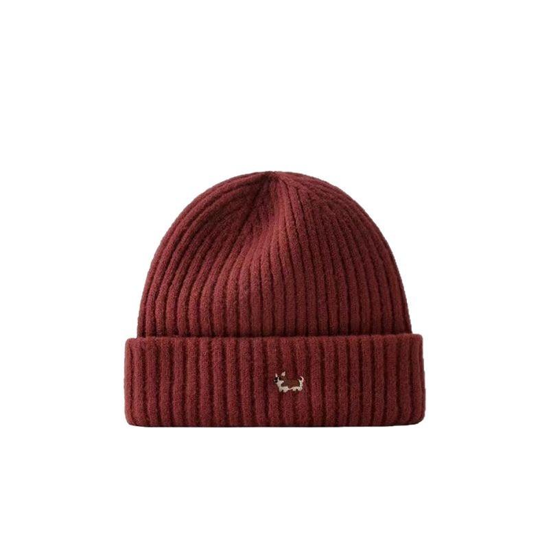 Trendy versatile autumn and winter ear protection puppy hat men's and women's hats knitted wool cold hat embroidery to keep warm