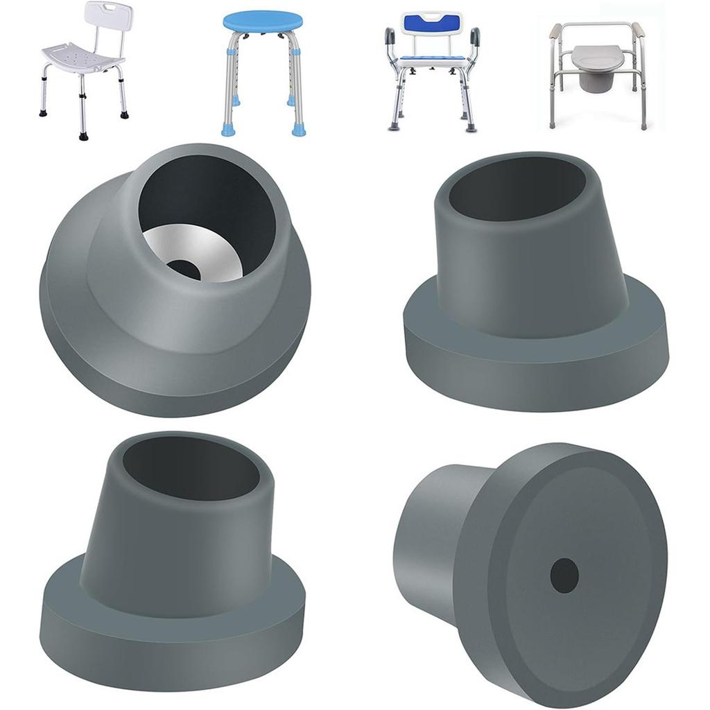 Replacement Feet for Bath Chair Leg Caps Heavy Duty Slope Rubber Feet Pad for Bath Seat Shower Stools ,gray, 1,1/8",