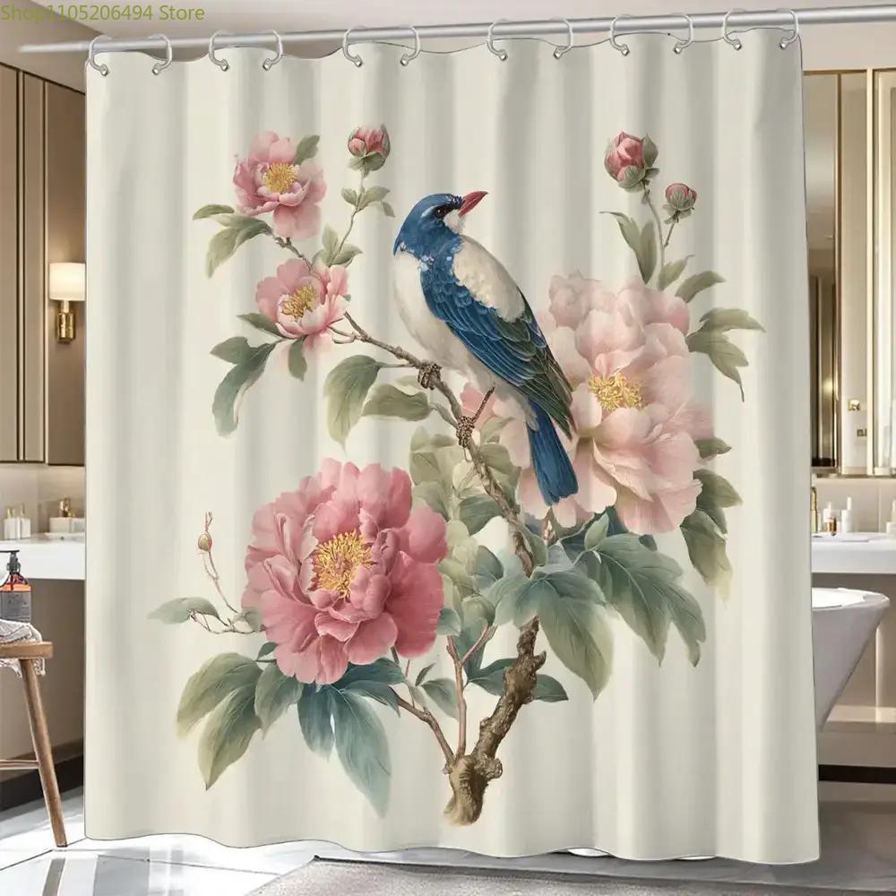 

A Bathroom Shower Curtain Featuring A Spring Flower Viewing Theme, Includes 12 Hooks, Measuring 70.87*70.87Inch, Perfect For H W60H190(CM)-1 Pcs
