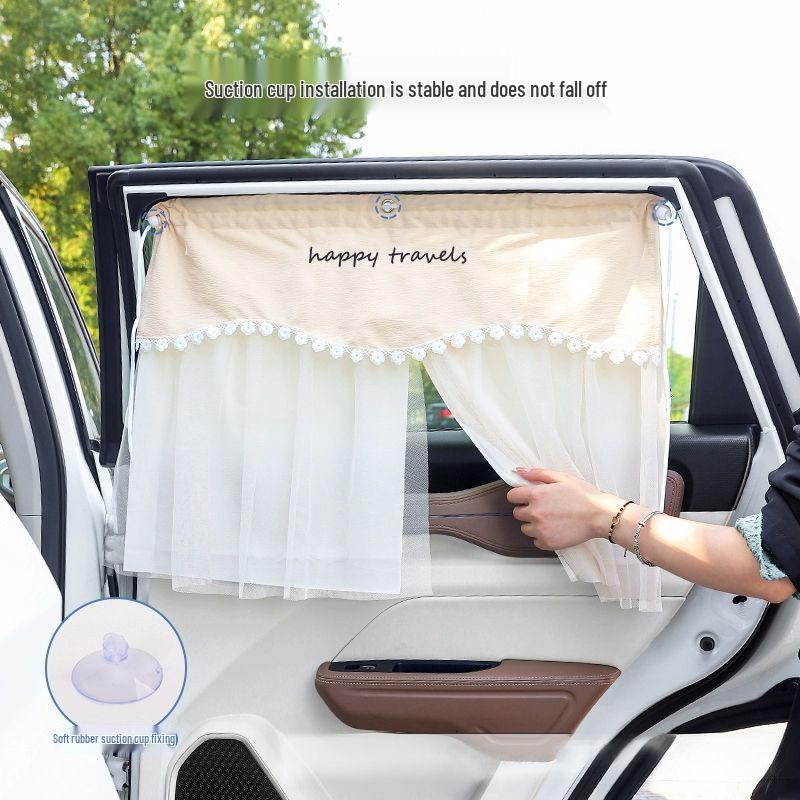 Car Sunshade Blackout Curtain with Suction Cups for Heat Insulation and Baby Privacy