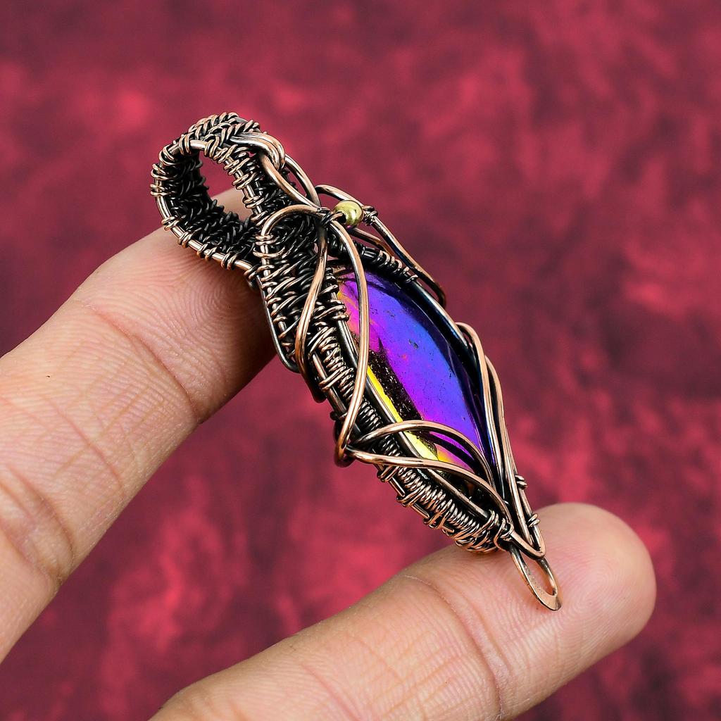 Mystic Fire Labradorite Pendant Copper Wire Wrapped Pendant Handmade Jewelry Gemstone Pendant Unique Copper Design Jewelry Pendant For Gifts