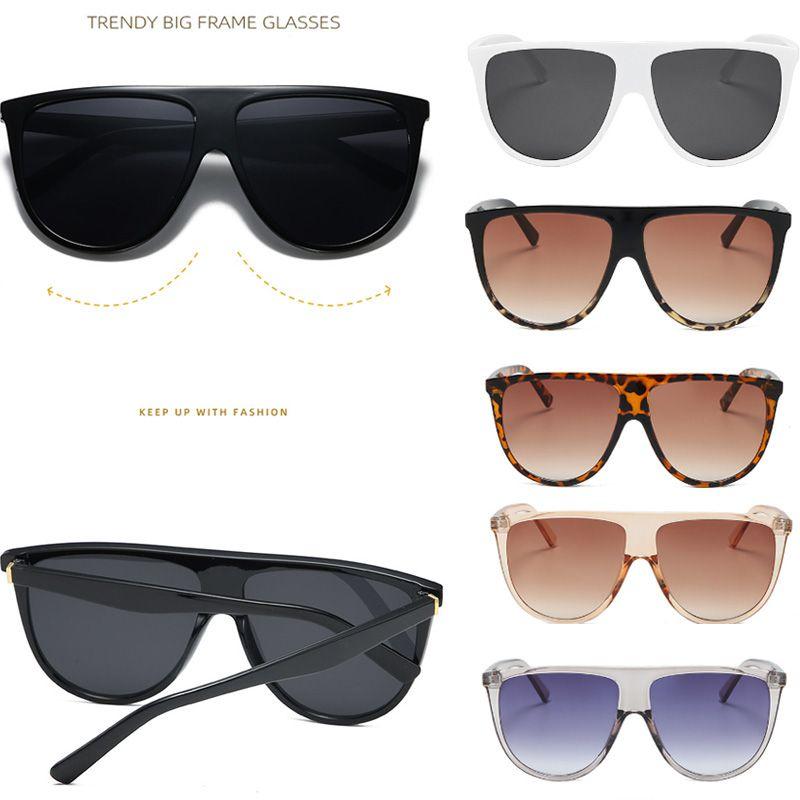 Vintage Oversized Women Sunglasses With Flat Top Large Shield And Uv400 Defense