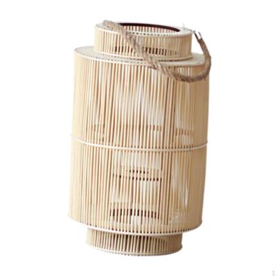 Bamboo Candle Lantern Wooden Candlestick Holder Church Candles Stand for Wedding Year, Votive