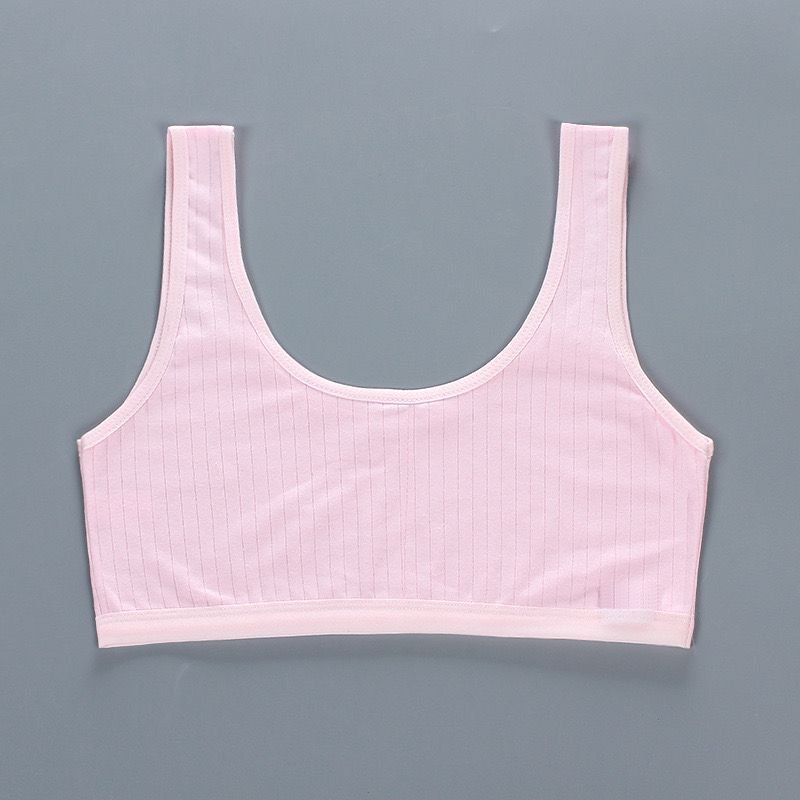 

Детский хлопковый спортивный тренировочный бюстгальтер, нижнее белье, тренировочный бюстгальтер для девочек, укороченный топ, 8-14 лет one size розовый