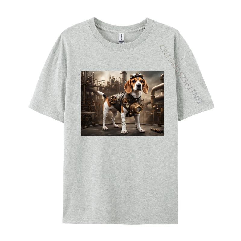 

Steampunk Beagle Tshirt Industrial Era Printed Tshirt Novelty Tees Tops Cotton Fabric Latest TShirts Streetwear S