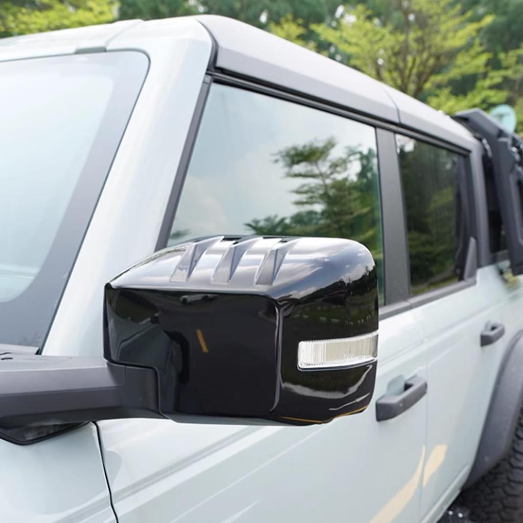 Car Side Review Mirror Guard Cover Caps Trims for Ford Bronco 2021 2022 2023 2024 Auto Exterior Decoration Accessories (Mirror With Light Model Only)