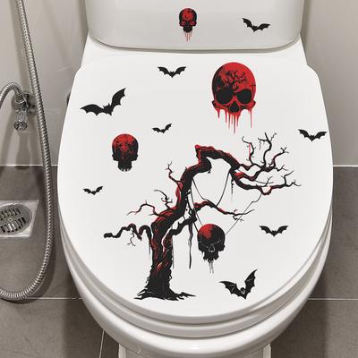 Fun-m189 Halloween Dead Tree Skull Bat Bathroom Toilet Decoration Sticker