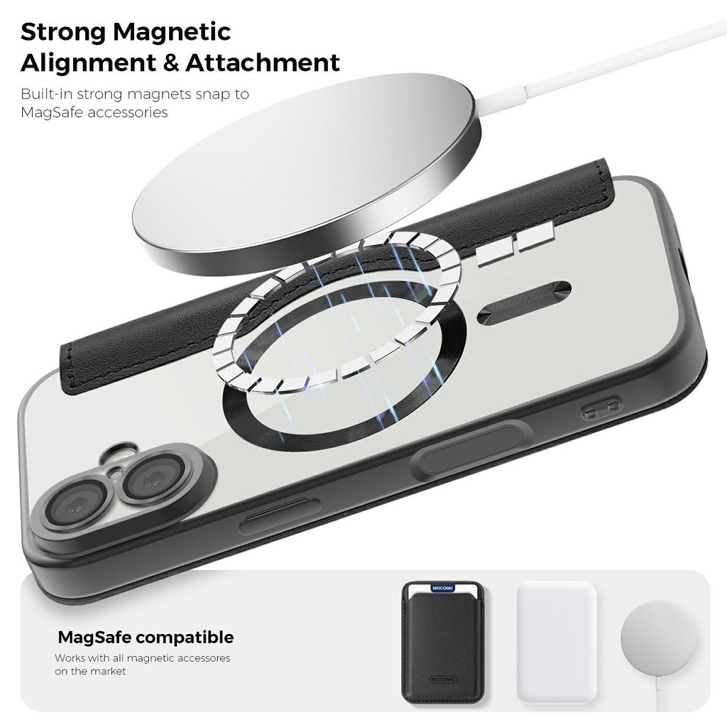 For iPhone 17 Case Compatible with MagSafe RFID Blocking Leather Phone Cover