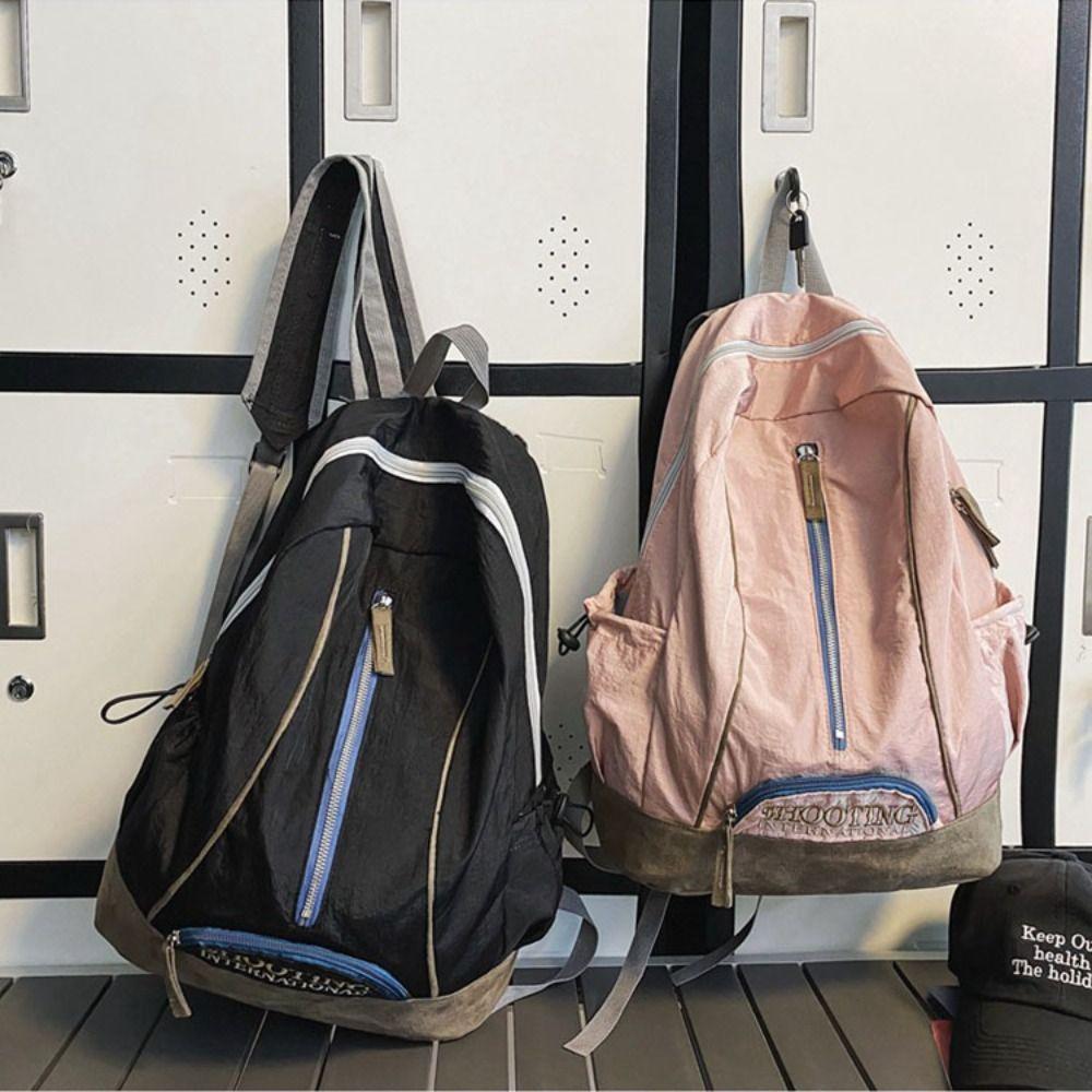 Embroidery Trendy Backpack Polyester Multi-pocket Casual Schoolbags Casual School Bags