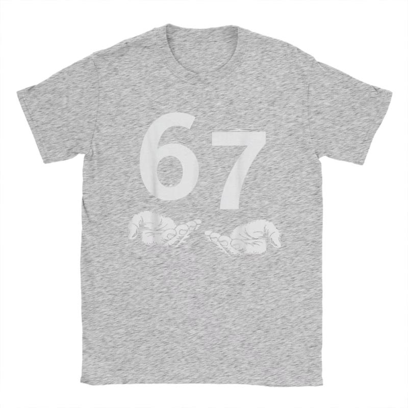 European and American Men TShirts Funny Six Seven 67 Meme Gen Alpha Slang 67 Hands Vintage Cotton Tees Short Sleeve T Shirts
