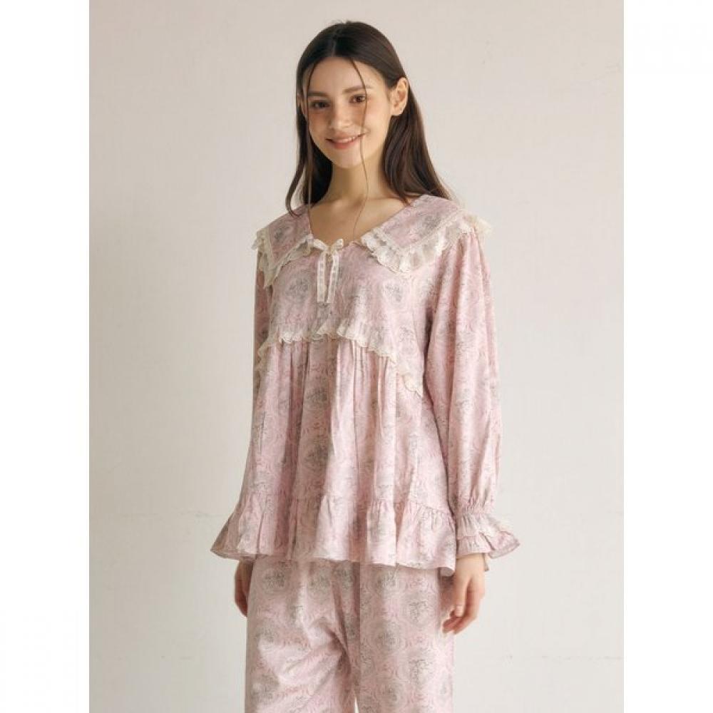 Lunaluz Women S Modal Cotton Lace Collar Long Sleeve Two Piece Pajama