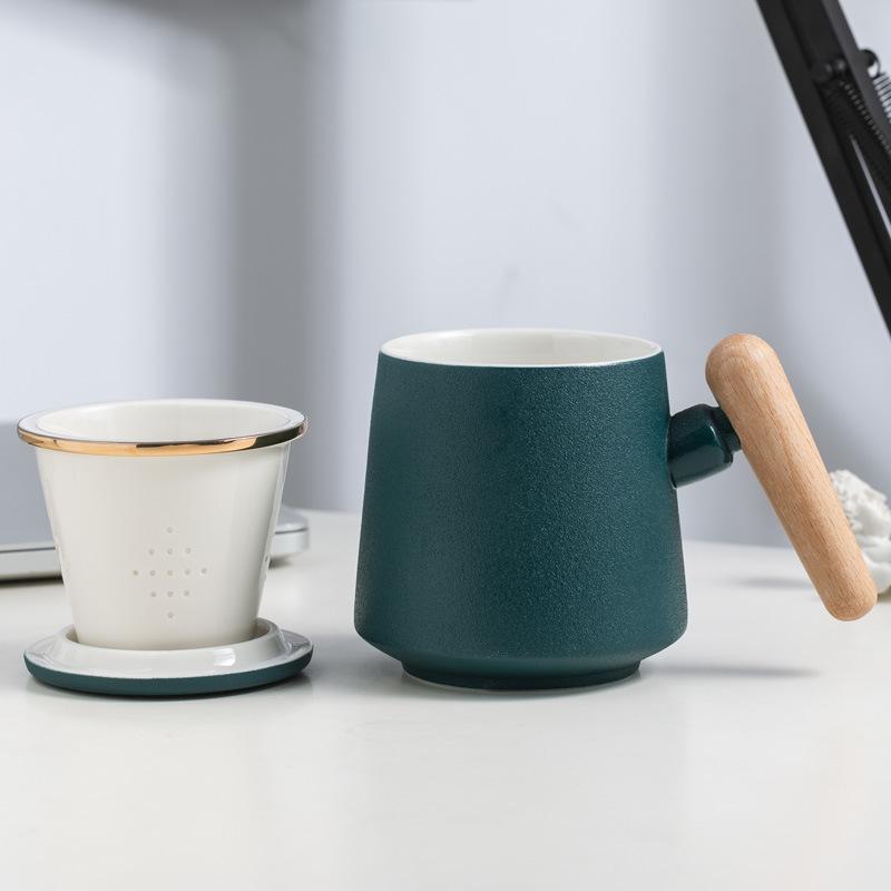 Ceramic Water Cup With Filter Tea Separation Tea Cup Mid-Autumn Festival National Day Teachers' Day Souvenir Lettering