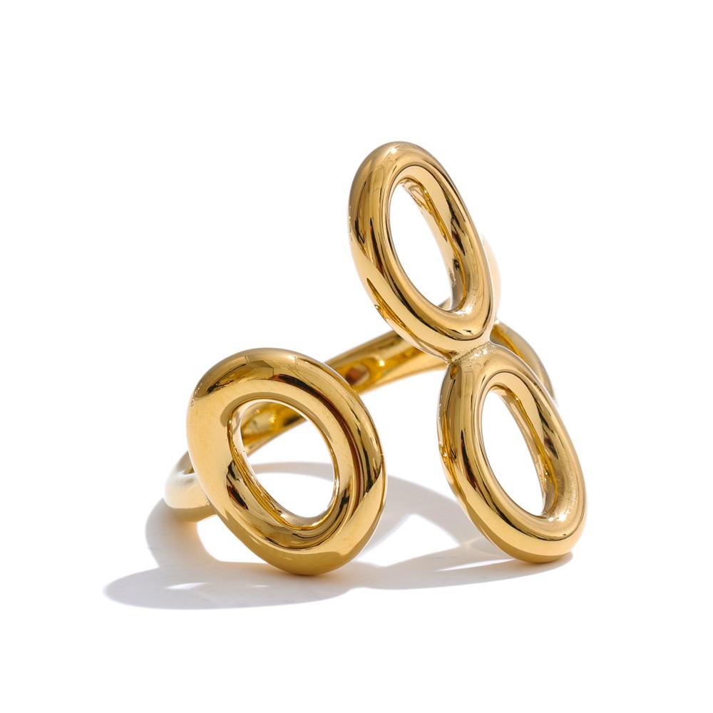 

Yhpup Personalized Stainless Steel Metal Hollow Geometric Adjustable Ring for Women Daily Wear Attractive Jewelry Gift resizable